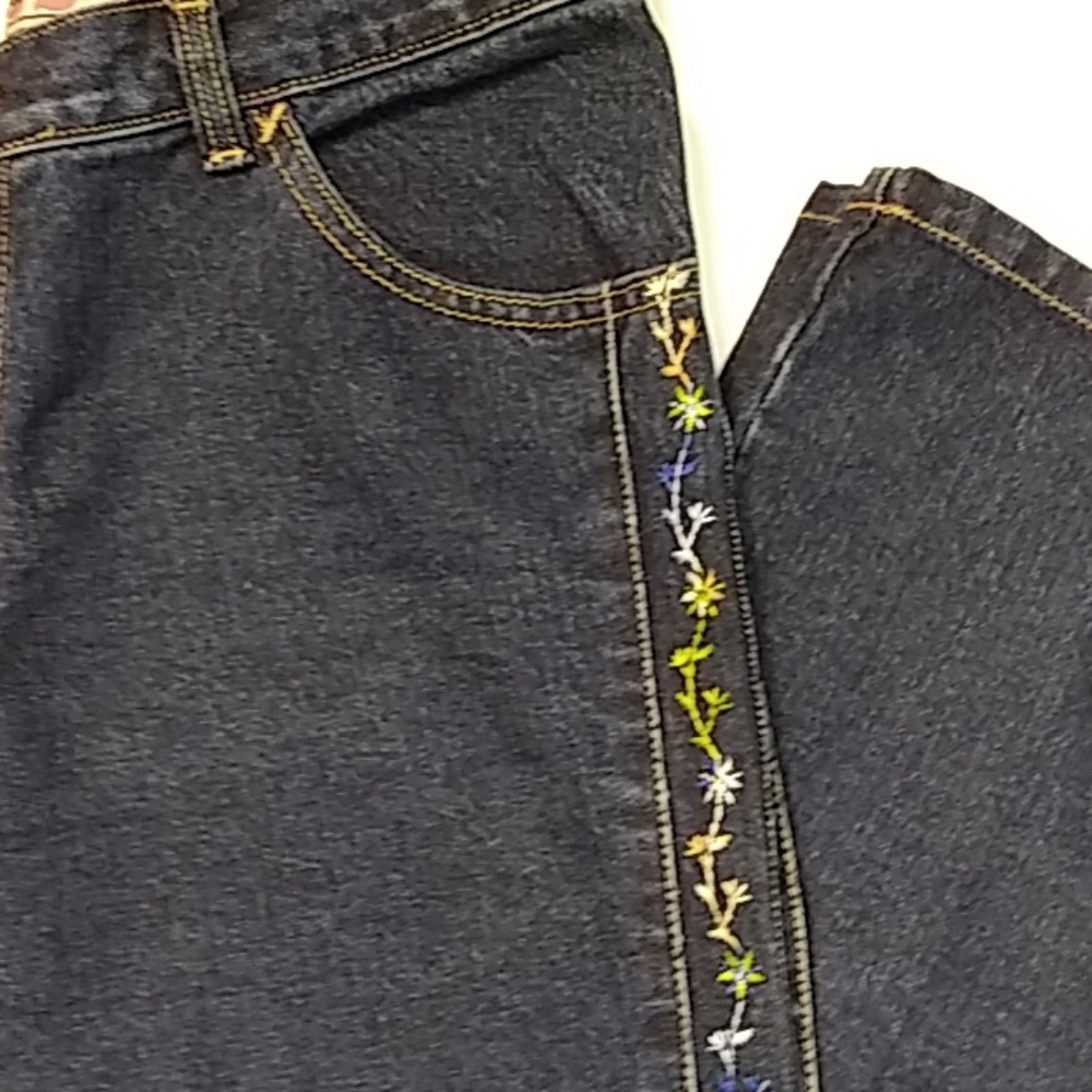 Second Generation Floral Embroidered Jeans Bootcu… - image 3